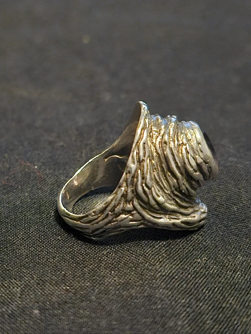 Vintage Modernist Sterling Silver Amethyst Statement Ring Chunky Artisan Size 7